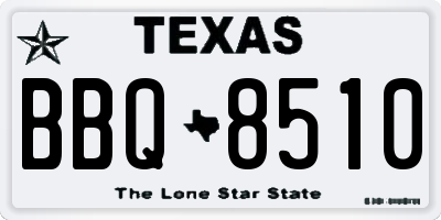 TX license plate BBQ8510