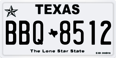 TX license plate BBQ8512