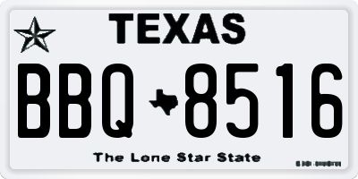 TX license plate BBQ8516