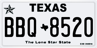 TX license plate BBQ8520