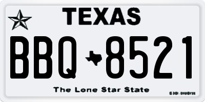 TX license plate BBQ8521