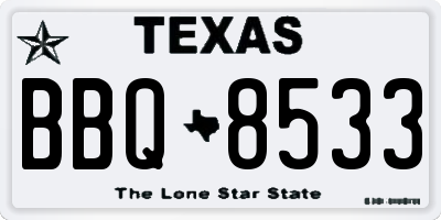 TX license plate BBQ8533
