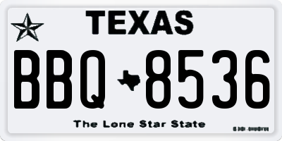 TX license plate BBQ8536