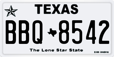 TX license plate BBQ8542