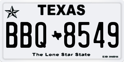 TX license plate BBQ8549