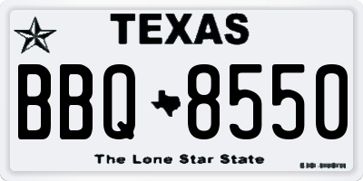 TX license plate BBQ8550