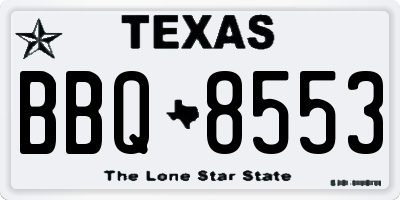 TX license plate BBQ8553
