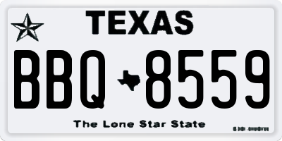 TX license plate BBQ8559