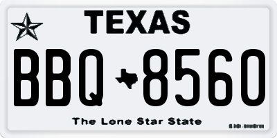 TX license plate BBQ8560