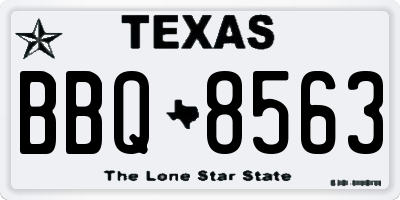 TX license plate BBQ8563