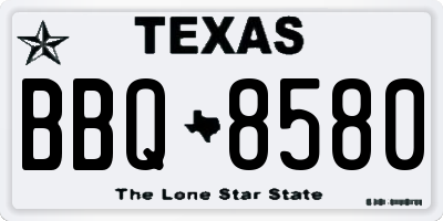 TX license plate BBQ8580