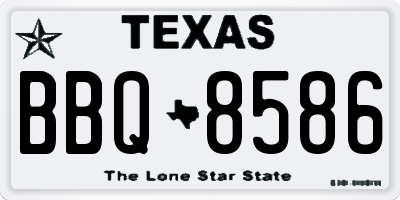 TX license plate BBQ8586
