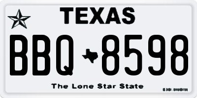 TX license plate BBQ8598