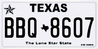 TX license plate BBQ8607