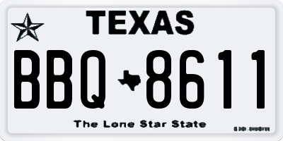 TX license plate BBQ8611