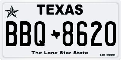 TX license plate BBQ8620