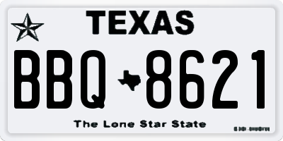 TX license plate BBQ8621