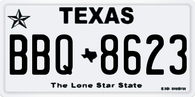TX license plate BBQ8623