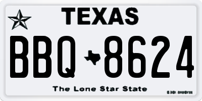 TX license plate BBQ8624