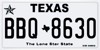 TX license plate BBQ8630