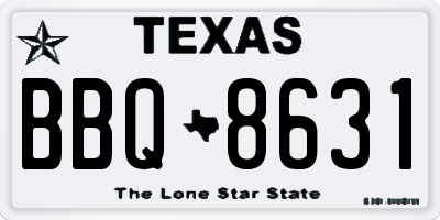 TX license plate BBQ8631
