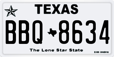 TX license plate BBQ8634