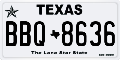 TX license plate BBQ8636