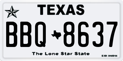 TX license plate BBQ8637