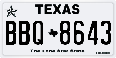 TX license plate BBQ8643