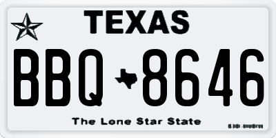 TX license plate BBQ8646
