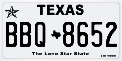 TX license plate BBQ8652