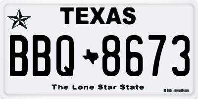 TX license plate BBQ8673