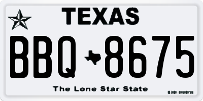 TX license plate BBQ8675