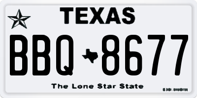 TX license plate BBQ8677