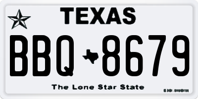 TX license plate BBQ8679