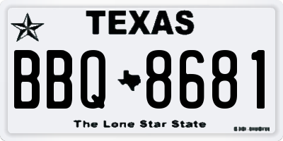 TX license plate BBQ8681