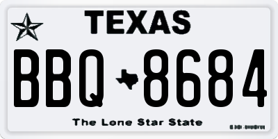TX license plate BBQ8684