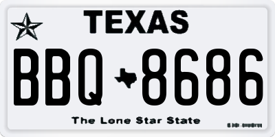 TX license plate BBQ8686