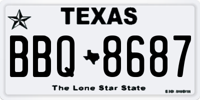 TX license plate BBQ8687