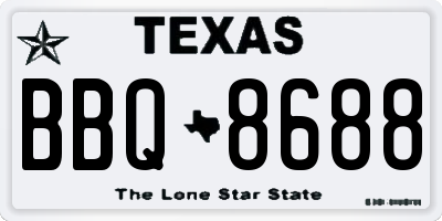 TX license plate BBQ8688