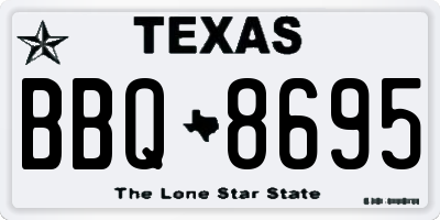 TX license plate BBQ8695