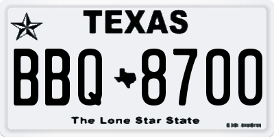 TX license plate BBQ8700