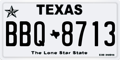 TX license plate BBQ8713