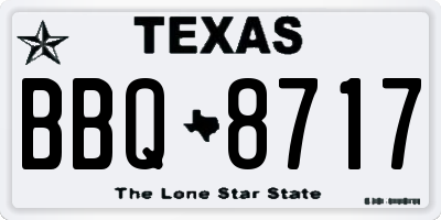 TX license plate BBQ8717