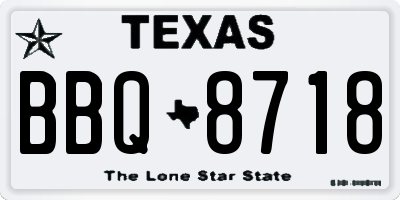 TX license plate BBQ8718
