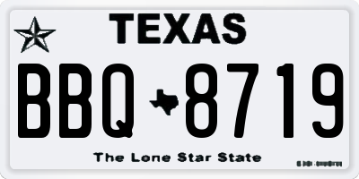 TX license plate BBQ8719