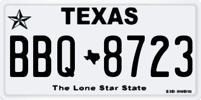 TX license plate BBQ8723