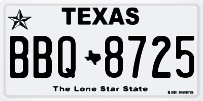 TX license plate BBQ8725