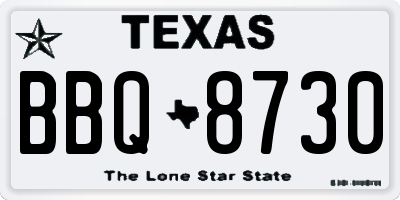 TX license plate BBQ8730