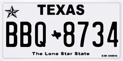 TX license plate BBQ8734
